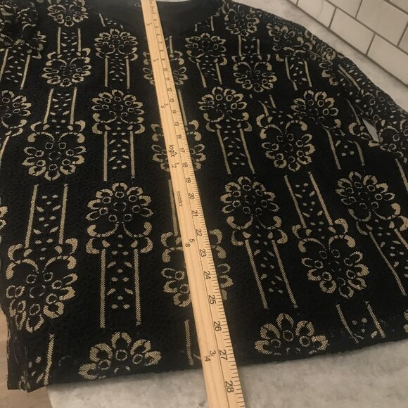 Calessa Shirt Womens Large Black Beige Lace Tunic V Neck Lined Bohemian Western - Picture 7 of 9